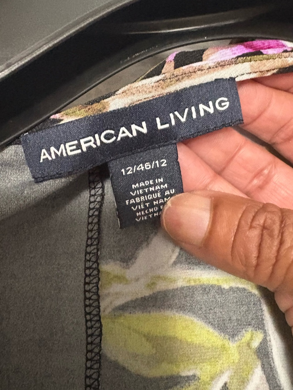 American Living Floral Print Top in Gray, Pink & Yellow